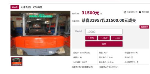 天津市某食品廠叉車拍賣業(yè)務圓滿落槌 兩臺設備以31500元成功易主